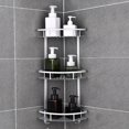 thumbnail image 3 of 3 Layers Triangular Corner Organize Rack Shelves Basket Hanger Shampoo Organizer Shower Bathroom Shelf Kitchen Aluminum Suitable for Toilets, Shampooers, Dormitories And Kitchens, 3 of 9