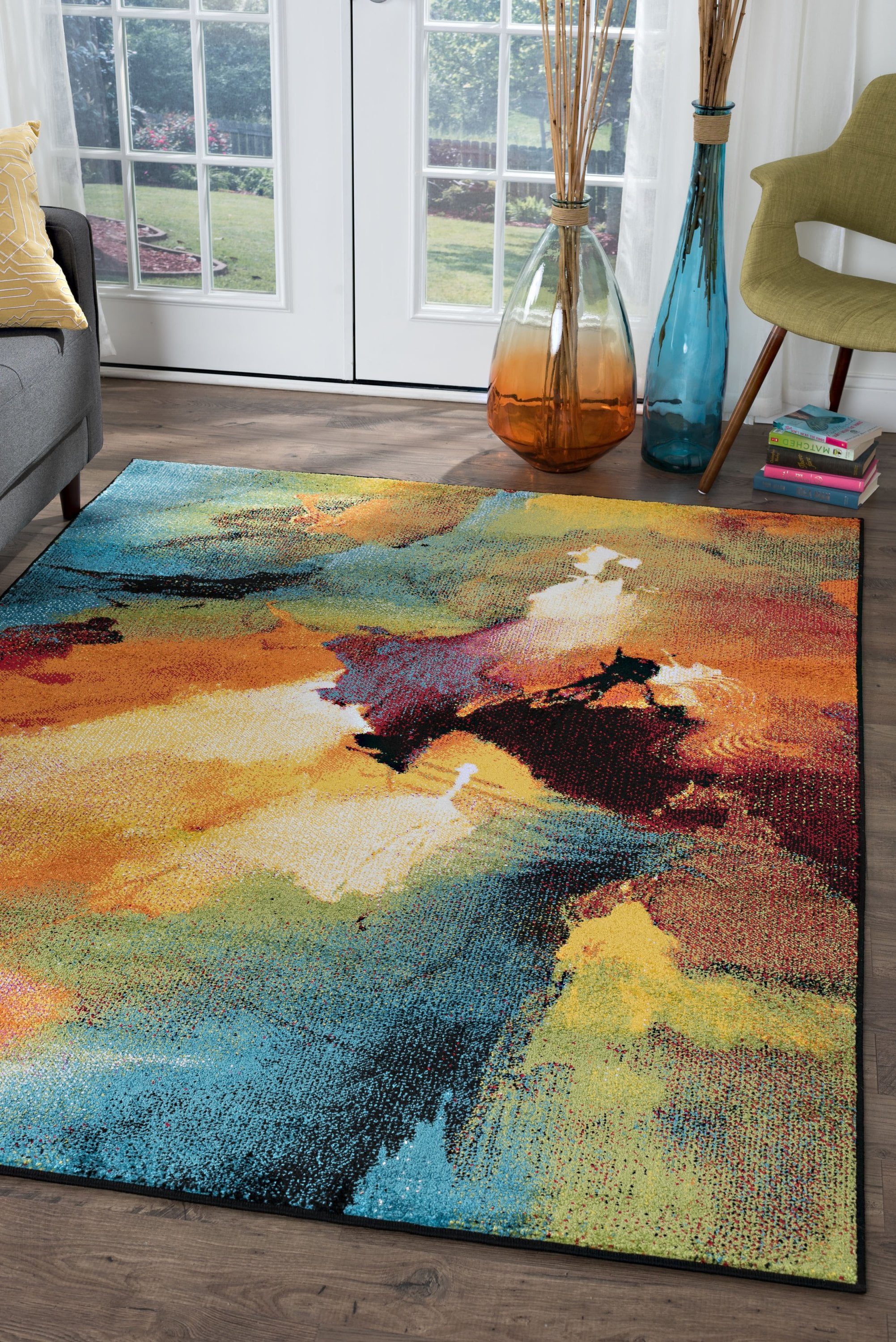 Avon Contemporary 2' x 3' Multi-Color Polypropylene Indoor Area Rug