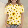 thumbnail image 5 of Abcomgle Girls Casual Tshirts Summer Short Sleeve Tshirts Toddler Sunflower Print Tshirt Trendy Crewneck Cotton Tee Tops Girls, 5 of 5