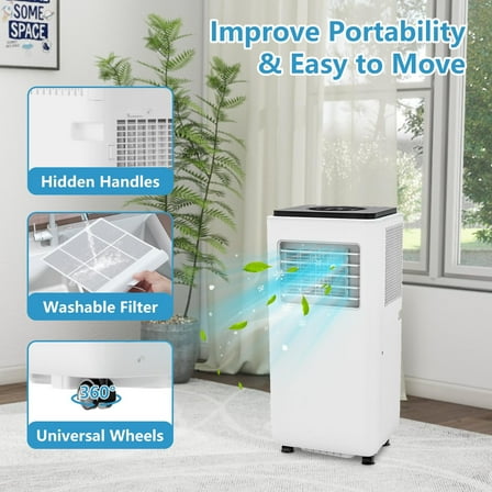 Portable Air Conditioner - 8000BTU Portable AC for Room Up to 350 Sq. Ft., Remote Control, 24H Timer, 3-In-1 Air Conditioner with Cool, Fan and Dehumidifier, US Standard 2025 Model
