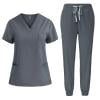 thumbnail image 3 of Nmnitkp Natural Uniforms Womens Acrubs,Nurse Uniforms Women Set Women's Scrub Top with Classic V-Neck & Yoga Jogger Pants Medical Nursing Uniform Set Multi Pockets Gray,2XL, 3 of 3