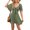 Moss, variant on Women's Smocked Knotted Flutter Sleeve Dress with Ninety Five Percent Polyester and Five Percent Spandex for Daily Wear