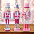 thumbnail image 6 of CIYISON 14 Inch Wooden Nutcracker Soldier Figurine Pink Glitter Figure Display Christmas Decor for Shelves Tables Home New Year, 6 of 14