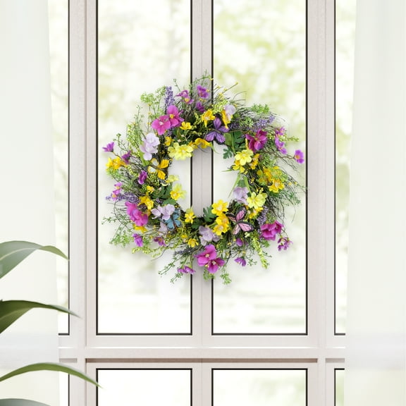 CC Christmas Decor Dogwood Floral Artificial Twig Spring Wreath - 24"