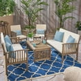 thumbnail image 3 of Noble House Carolina Outdoor 5-Piece Acacia Wood Sofa Set Gray and Cream, 3 of 7