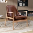 thumbnail image 3 of S-HOME Ergonomically Designed PU Leather Chair with Solid Wood Frame, Mid-Century Armchair for Living Room Spaces, 3 of 13