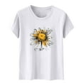 thumbnail image 3 of Women's Short Sleeve Crew Neck Sunflower Graphic Printed Summer Tee Vintage T Shirt Cotton Tops Novelty Shirt 2025, 3 of 5
