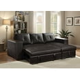 thumbnail image 3 of ACME Lloyd Black Faux Leather Sectional Sofa with Sleeper, 3 of 5