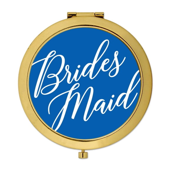 Koyal Wholesale Gold Compact Mirror Bridesmaid Wedding Gift, Royal Blue, 1-Pack