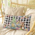 thumbnail image 4 of Easter Gnomes Pillow Covers, Linen Long Throw Pillow Case, Spring Watercolor Bunny Tulip Black Plaid Holiday Pillow Protector Decorative Cushion Cover for Living Room/Bedroom 16" x 24", 4 of 8