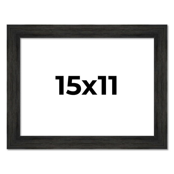 15x11 Frame Black Rustic Barnwood Solid Wood Picture Frame | 1.5 Inch Moulding Width | Includes UV