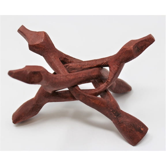 6" Carved Wood Tripod Display Stand: Shells, Smudge Bowl, Crystal Balls (Cobra)