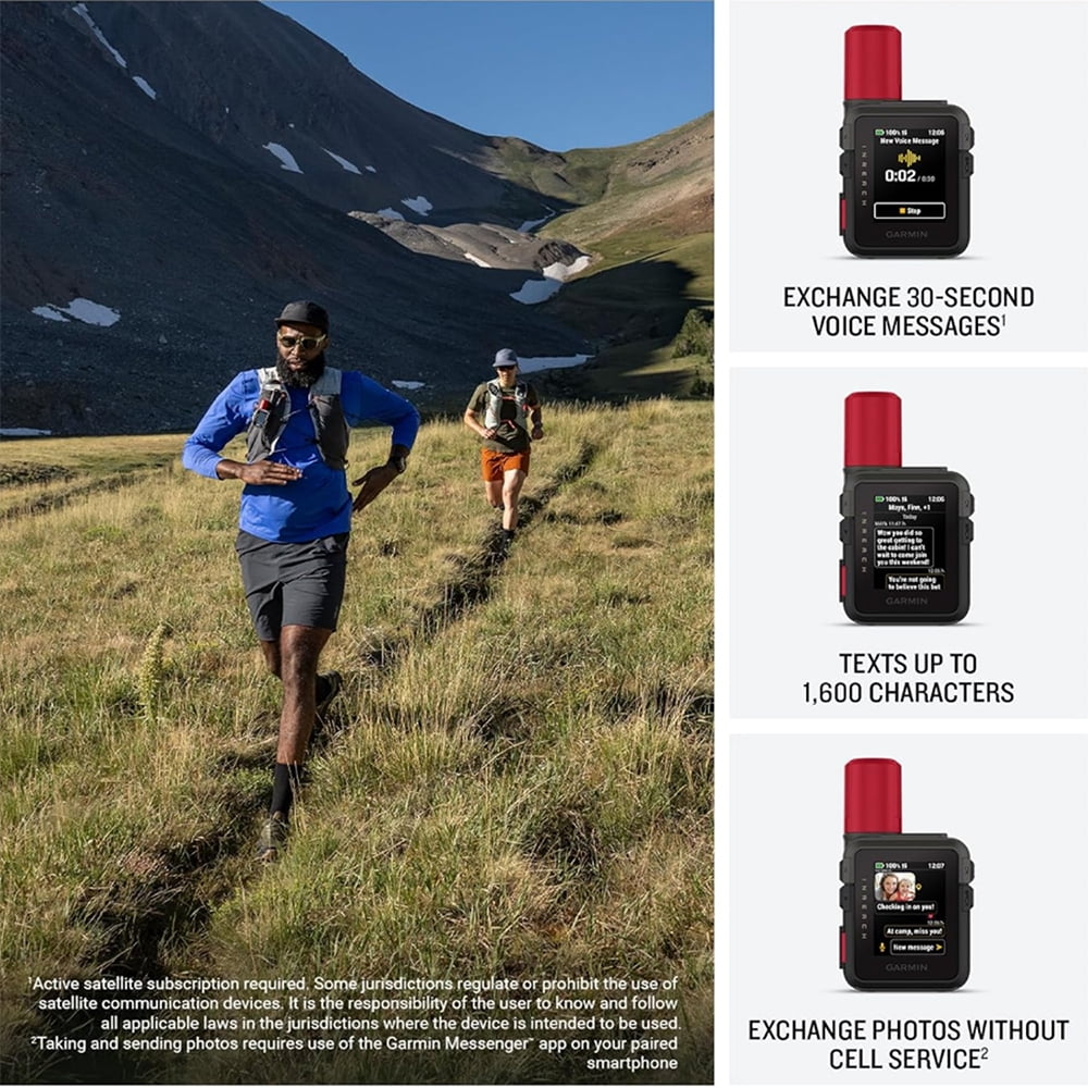 Garmin inReach Mini 3 Plus, Rugged Global Satellite Communicator with Touchscreen 010-03387-10 Bundle with Deco Essentials 2-Pack Emergency Paracord Bracelet and Wearable Front & Rear Safety Light