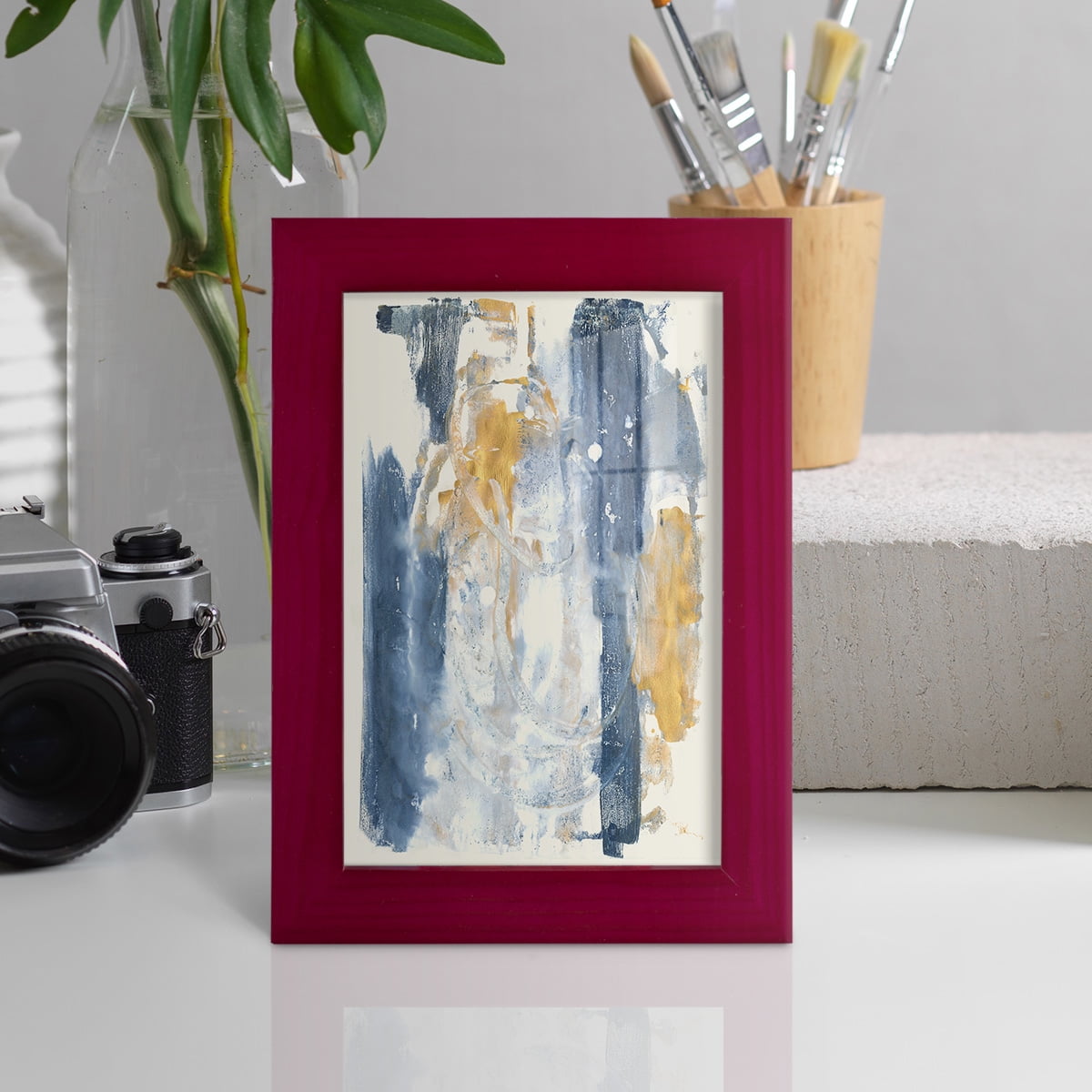 Circles & Dream II - Framed Print w/glass - Cherry Red