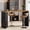 Brown and Black, variant on Bar Table, Modern Counter Height Pub Table with a Faux Marble Tabletop, Rectangular Home Coffee Bar Unit for Kitchen, Dining Room, Living Room, Balcony, Basement
