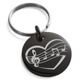 thumbnail image 1 of Stainless Steel Musical Love Note Heart Engraved Small Medallion Circle Charm Keychain Keyring, 1 of 1