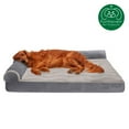 thumbnail image 3 of FurHaven Wave Fur & Velvet Deluxe Chaise Lounge Cooling Gel Memory Foam Sofa-Style Pet Bed for Dogs & Cats - Granite Gray, Jumbo, 3 of 13