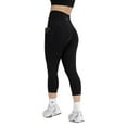 thumbnail image 5 of YITTY Active Women's UltraLuxe High-Waist Pocket Legging, Athleisure, 4-Way-Stretch, Iconic Black, M, Capri | 19" Inseam, 5 of 6