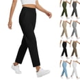 thumbnail image 2 of Capri Pants for Women High Waist Straight Leg Stretch Pull On | Cropped Pants Summer Work Golf Capris with Pockets Black,2XL, 2 of 7