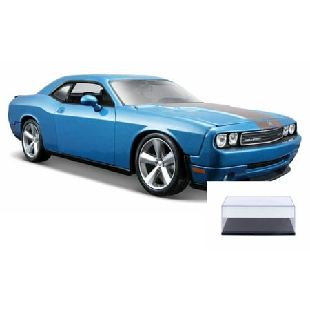 Challenger Hardtop - Diecast Car & Display Case Package - 2008 Dodge Challenger SRT8 Hard Top w/ Sunroof, Blue - Maisto 31280BU - 1/24 Scale Diecast Model Toy Car w/Display Case