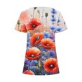 thumbnail image 4 of Raeneomay Split Hem Shirt and Oversized T Shirts Women's Short Sleeved Printed Neck Button Open Hem T-Shirt Top, 4 of 4