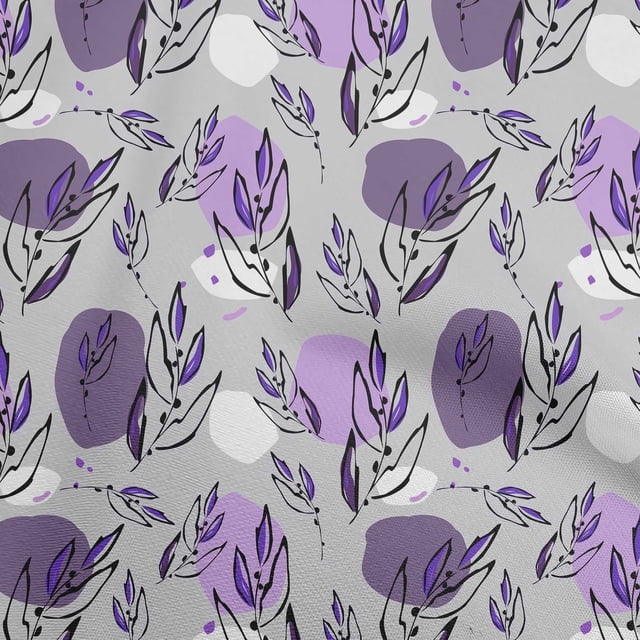 oneOone Georgette Viscose Gray Fabric Leaves Sewing Craft Projects Fabric Prints By Yard 42 Inch Wide