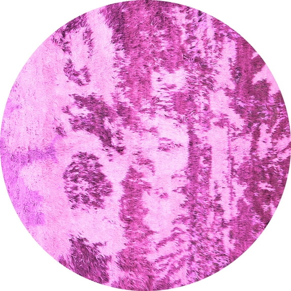 Ahgly Company Indoor Round Abstract Pink Contemporary Area Rugs, 7' Round