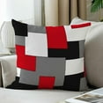 thumbnail image 3 of Modern Art Geometric Pillow Cover, Decorative Throw Pillow Covers Red Black Grey Abstract Artwork Cushion Cover for Bedroom Sofa Living Room 20 x 20 Inch Set of 2, 3 of 6
