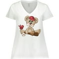thumbnail image 3 of Inktastic Baseball Teddy Bear Women's Plus Size V-Neck T-Shirt, 3 of 5