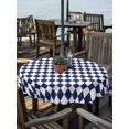 thumbnail image 2 of Outdoor Tablecloth with Umbrella Hole for Patio/Picnic/Party/Camping, Blue Plaid Waterproof Table Cloth Round Cover Washable, Modern Minimalist Geometric Gingham Checkered (Dia 54"), 2 of 8