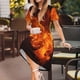thumbnail image 3 of Easygdp Fiery Orange Flames Energy para Vestido Transpirable de Mujer, Vestido Suelto de Manga Corta con Pliegues y Bolsillos para el Verano, 3 of 6