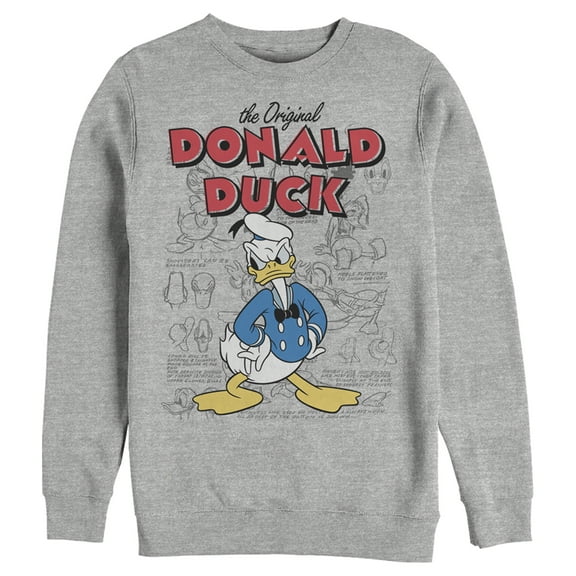 Men's Mickey & Friends Donald Duck Original Art Sweatshirt Athletic Heather 3X Large