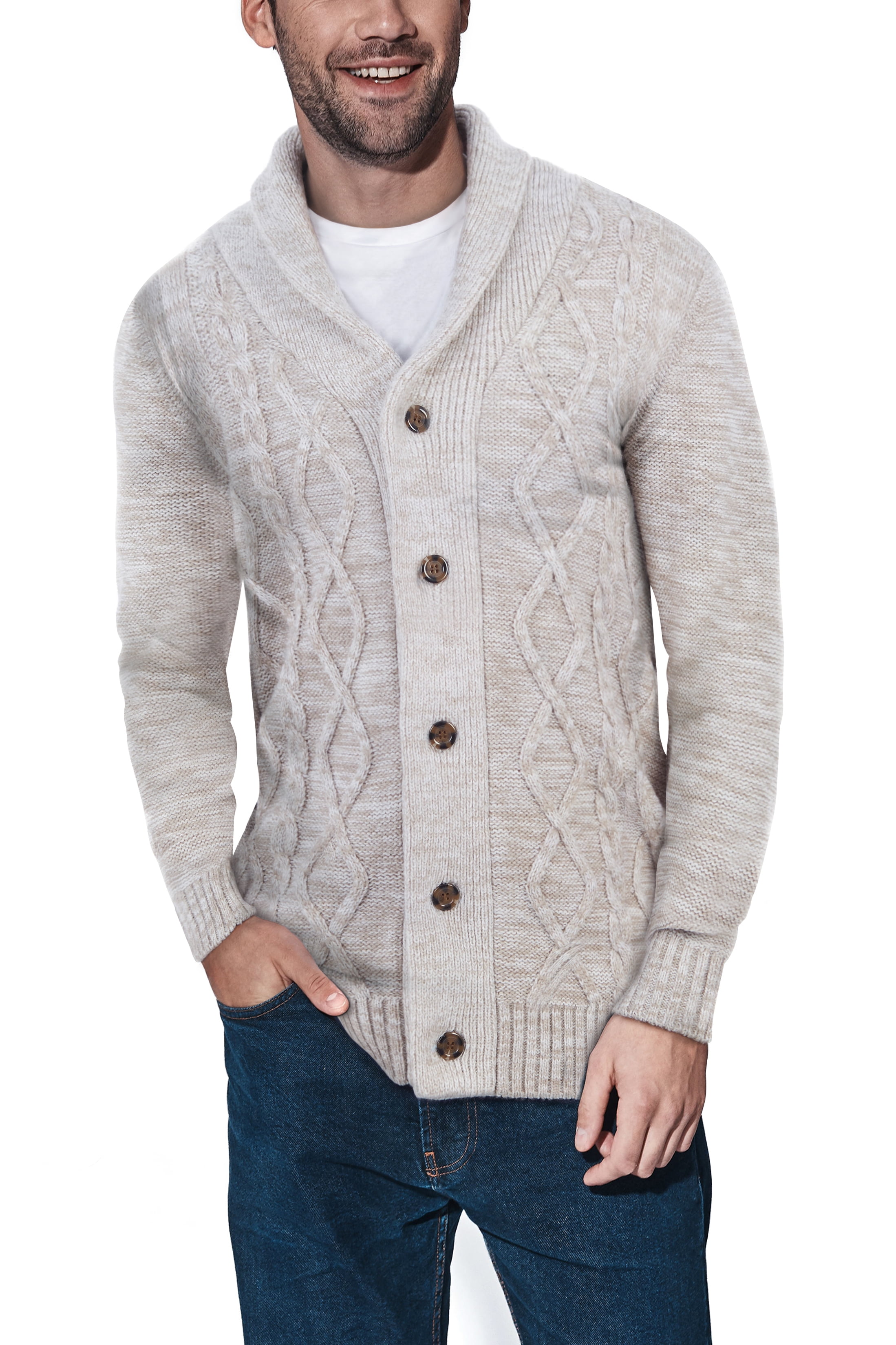 XRAY Cable Knit Button Down Sweater