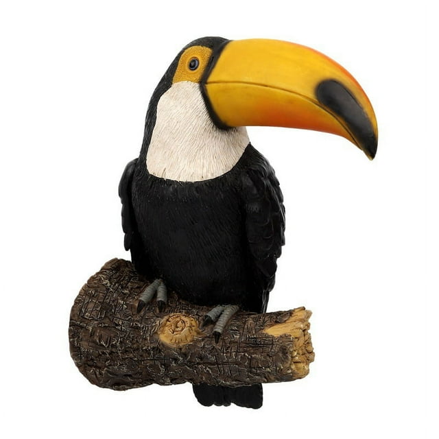 Estatua de pájaro de jardín, estatua de pájaro tucán de resina, escultura de pie de animal realista, adornos de árbol para patio al aire libre, patio, césped, decoración del hogar