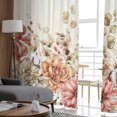 thumbnail image 4 of Sheer Curtains 72 inches Long, Country Style Dahlia Floral Eucalyptus Beige Texture Light Filtering Sheer Window Curtains Rod Pocket Voile Drapes for Bedroom Living Room, 52"W x 72"L 2 Panels, 4 of 7