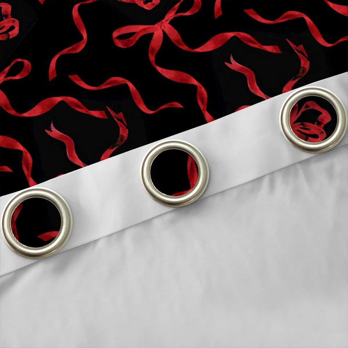 jejeloiu Cartoon Bowtie Blackout Curtains Set of 2 (52x84 Each),Bow Bowknot Window Curtains,Red Black Curtains and Drapes For Girl,Microfiber Room Decor