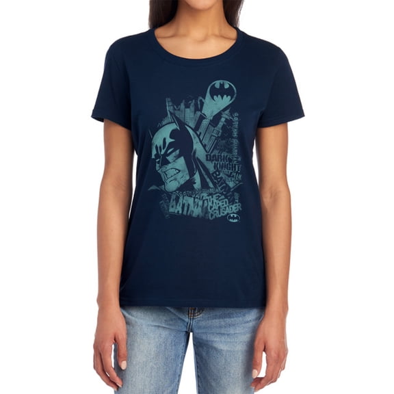 Batman Gritted Teeth Women's T Shirt, Navy, Medium