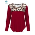 thumbnail image 6 of Deago Woman Casual Tops Long Sleeve Leopard Print Patchwork Plus Size Round Neck T-Shirt Blouses (Red, M), 6 of 9
