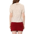 thumbnail image 3 of INSPIRE CHIC Women's Heart Shirt Sweet Peter Pan Collar Puff Short Sleeve Blouse Tops M Beige, 3 of 6
