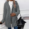 thumbnail image 5 of Tiweut Leisure Fleece Jackets for Womens Solid Color Long Sleeve Hooded Button Cardigan Cozy Coat Blouses Grey,2XL, 5 of 7