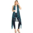 thumbnail image 5 of Sakkas Ivana Women's Oversized Draped Open Front Sleeveless Cardigan in Tie Dye - Teal - Plus Size, 5 of 5