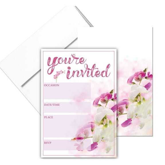 25 Party Invites with Envelopes - Wedding, Bridal Shower, Baby Shower, Birthday