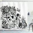 thumbnail image 1 of Ambesonne Hunting Shower Curtain, Dogs in Forest, 69"Wx84"L, Black White, 1 of 3