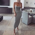 thumbnail image 2 of Sngxgn Women Full Slips Sexy Chemise V Neck Straight Dress(Grey,M), 2 of 7