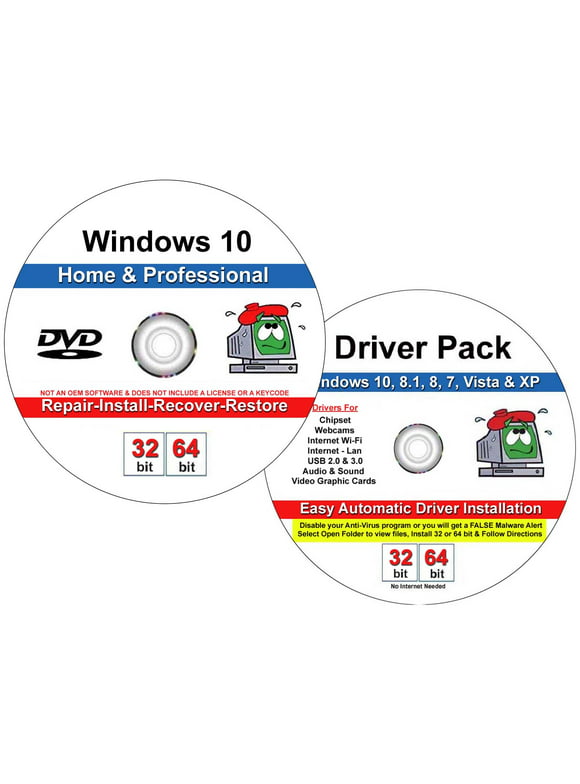 Windows 10 Home & Professional Repair, Install, Recover & Restore DVD With Drivers Pack