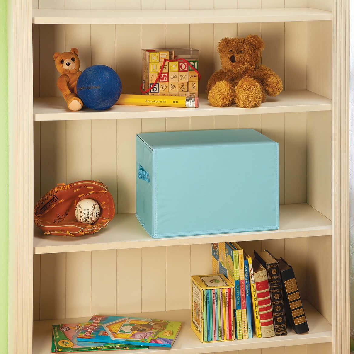 Foldover Toy Box with Play Mat, Blue Garage