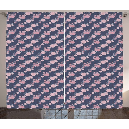Garden Art Curtains 2 Panels Set Pattern With Rows Of Abstract Pink Asters Romantic Garden Botany Window Drapes For Living Room Bedroom 108w X 108l