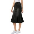 thumbnail image 4 of INSPIRE CHIC Fishtail Denim Skirt for Women's Washed Midi Jean Bodycon Skirt XL Black, 4 of 6