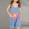 thumbnail image 2 of Odeerbi 5-13 Years Kids Girls Summer Jumpsuit Striped Flower Print Camisole Romper Casual Breathable Comfortable Suspender Overalls Bib Overall Shorts with Pockets, 2 of 4