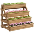 thumbnail image 2 of Outsunny 4 Tier Wood Planter Box with Drainage Holes, Freestanding Flower Box Outdoor Planter for Herbs, Vegetables, and Flowers, 2 of 9
